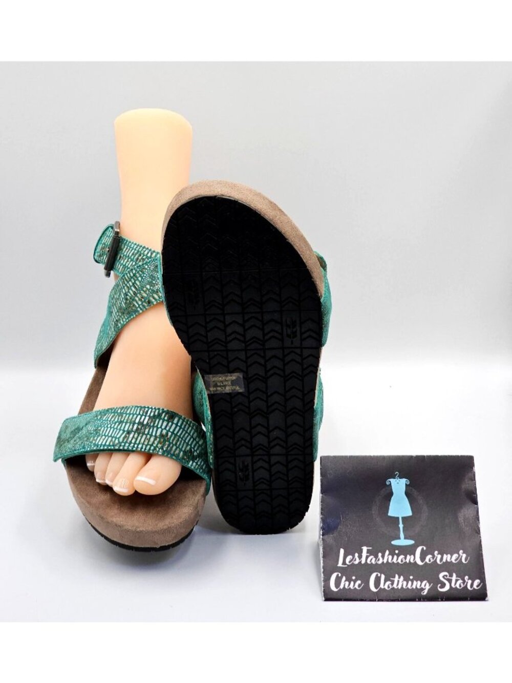 NWOB Revitalign Women's Green Lizard Swell Comfort Strap Sandal Sz 10 2461 - Picture 3 of 16